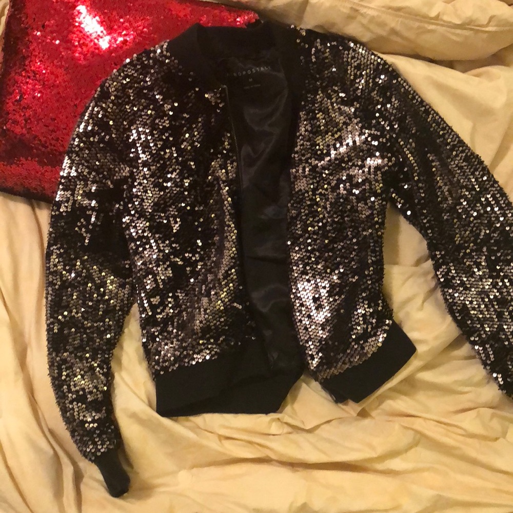 Sequin bomber jacket